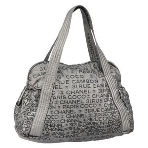 CHANEL Unlimited Tote Bag Nylon Silver CC Auth gh1555